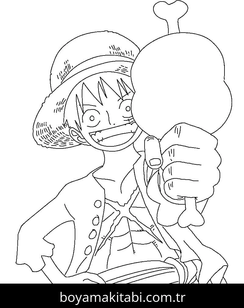 Luffy boyama sayfası – çizgi film temalı, basit çizim