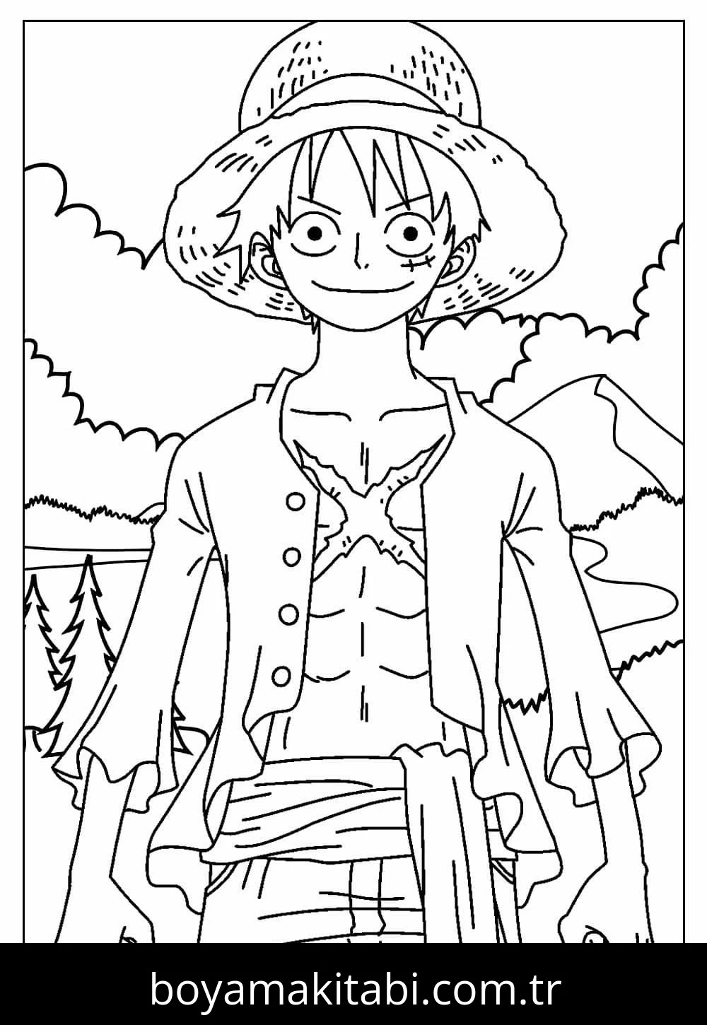Luffy boyama sayfası – evde etkinlik, ücretsiz yazdır