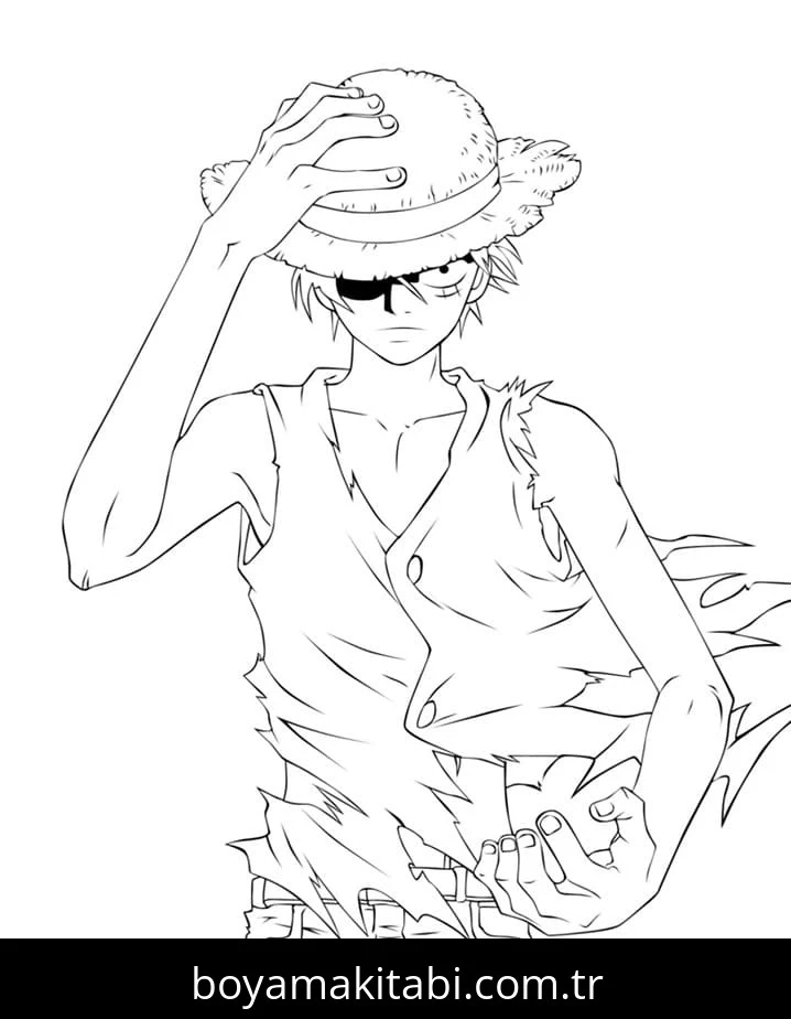 Luffy boyama sayfası – sanatsal çalışma, çocuklar için