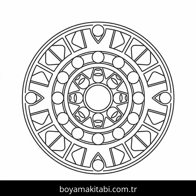 Mandala boyama sayfası – kolay boyama, eğitici aktivite