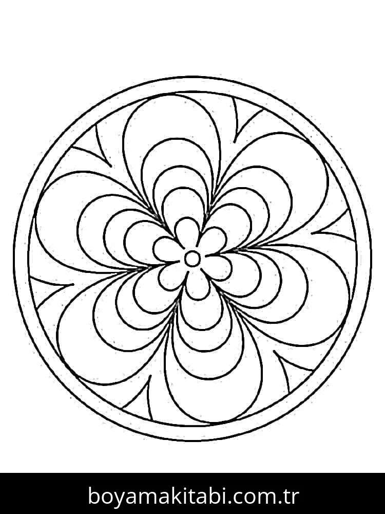 Mandala boyama sayfası – okul öncesi, evde etkinlik