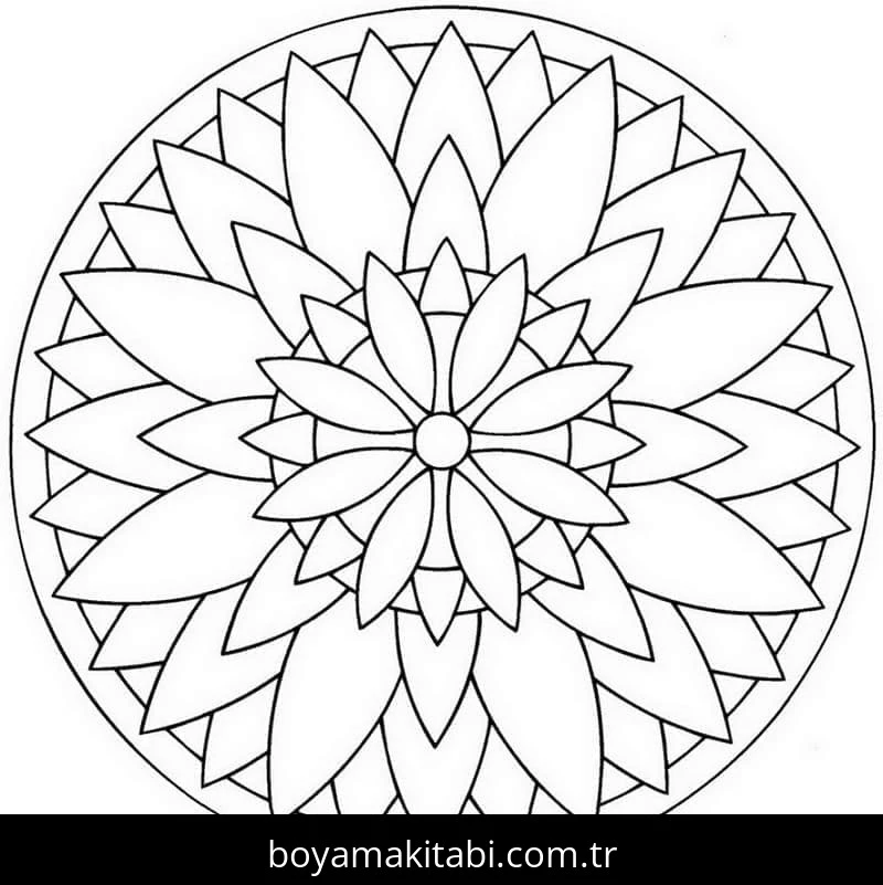 Mandala boyama sayfası #131 – renk bilgisini öğretir, günlük etkinlik önerisi