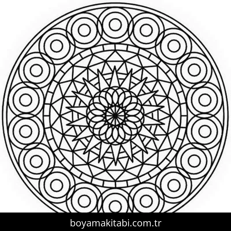 Mandala boyama sayfası – el becerilerini geliştirir, boyama çalışması
