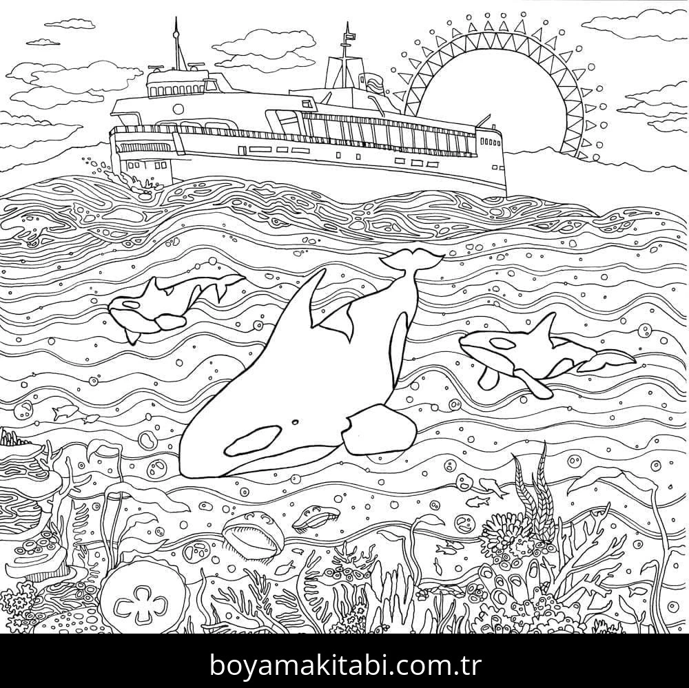 Manzara boyama sayfası – ücretsiz yazdır, boyama etkinliği