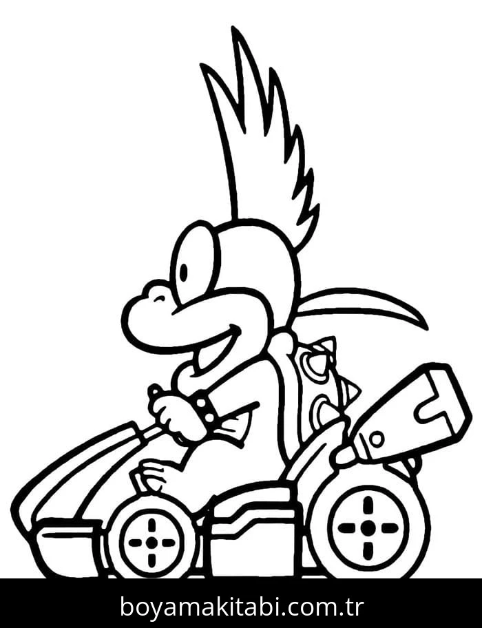 Mario Kart boyama sayfası – evde etkinlik, ücretsiz yazdır
