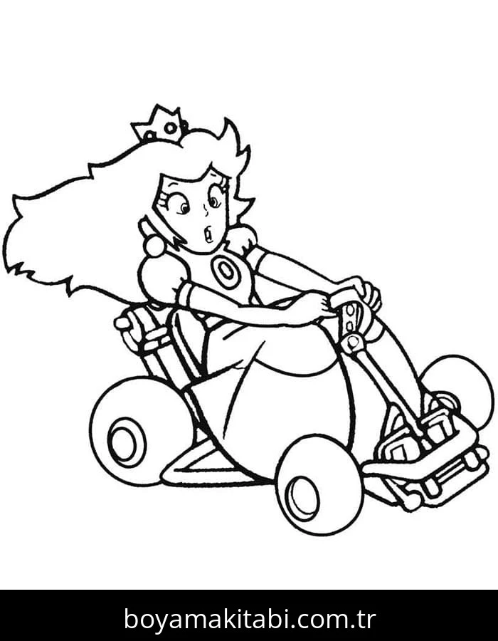 Mario Kart boyama sayfası – PDF indir, sevimli karakter