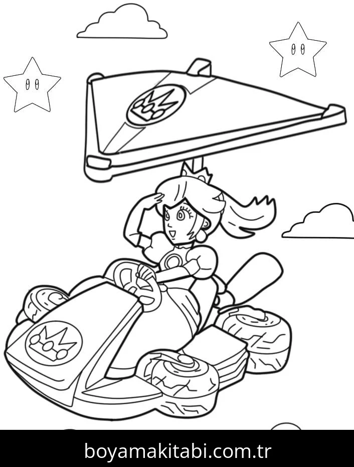 Mario Kart boyama sayfası – eğlenceli etkinlik, el becerilerini geliştirir