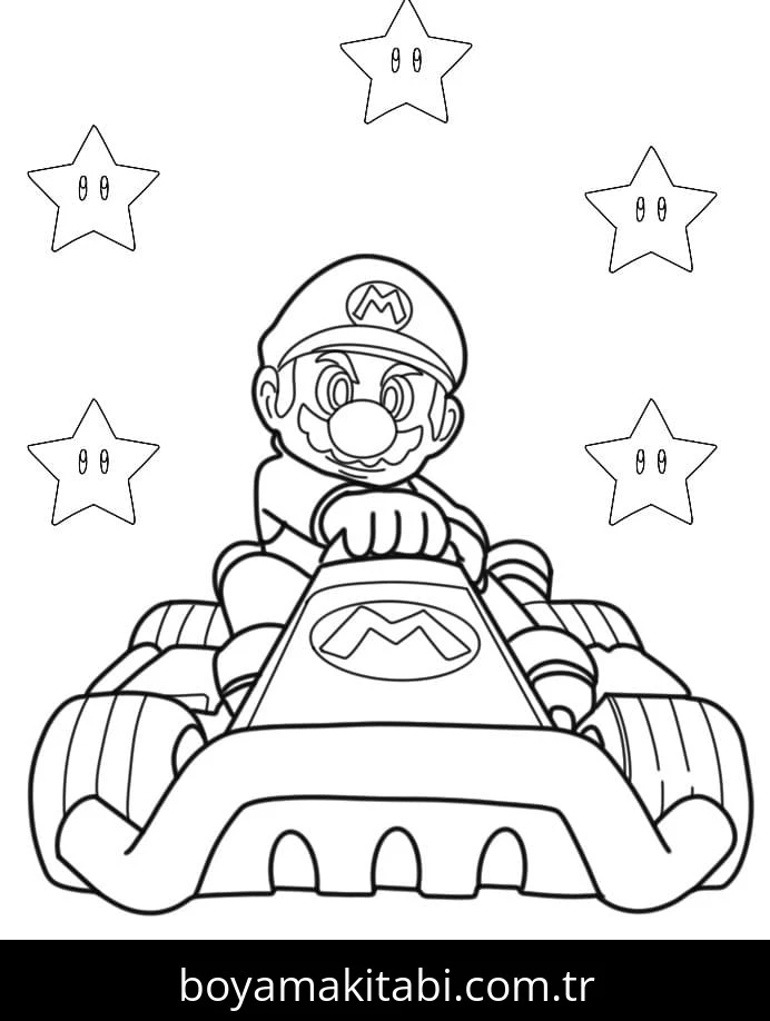 Mario Kart boyama sayfası – okul öncesi, evde etkinlik