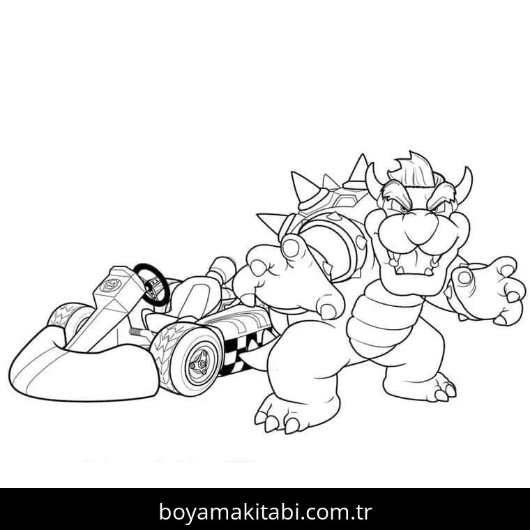 Mario Kart boyama sayfası – sevimli karakter, sanatsal çalışma