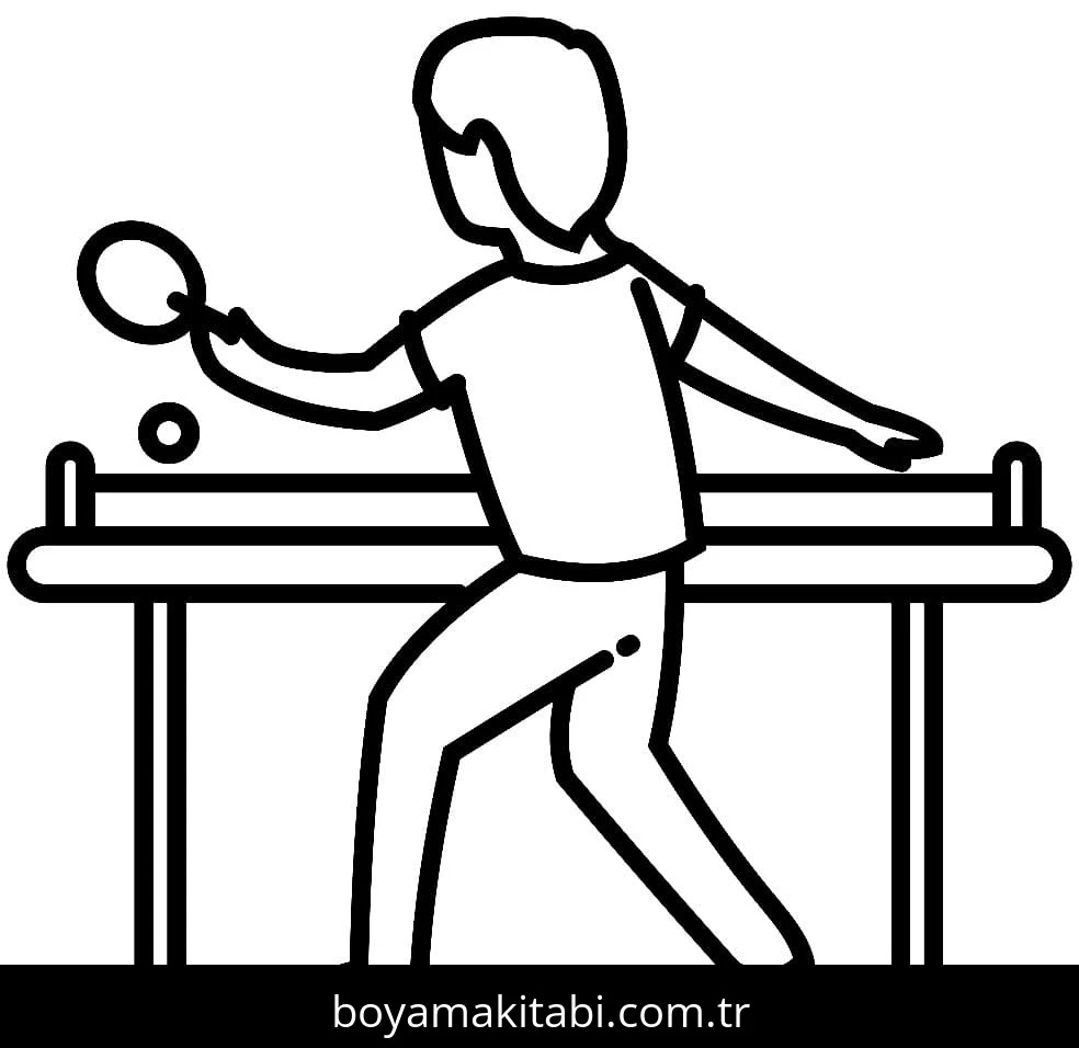 Masa Tenisi boyama sayfası #12 – motor becerileri destekler, mürekkep tasarrufu sağlar