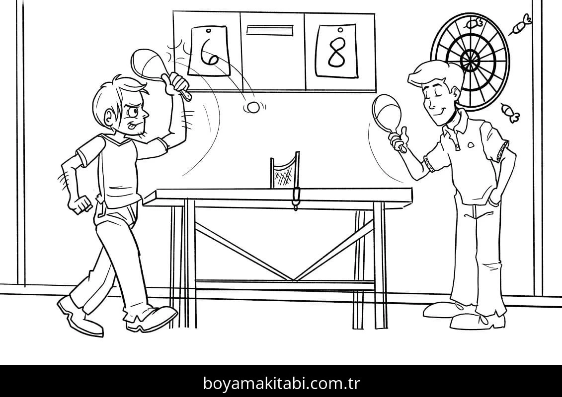 Masa Tenisi boyama sayfası #21 – günlük etkinlik önerisi, kolay boyama