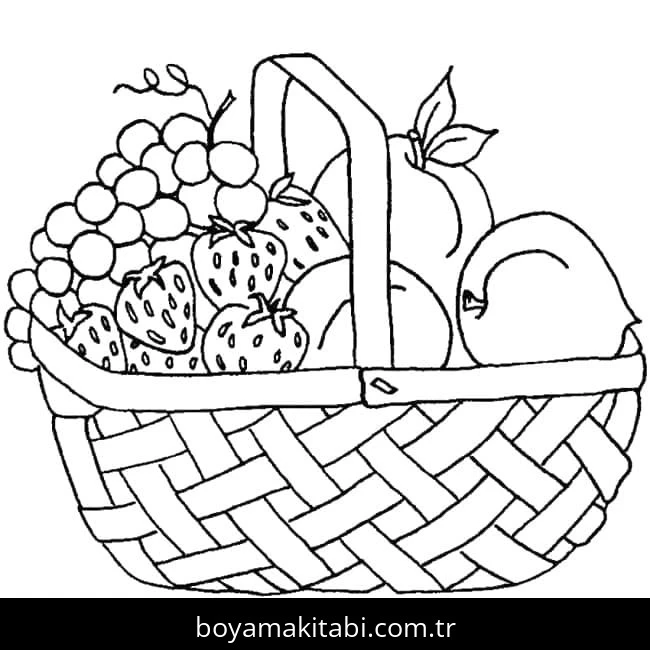 Meyve Sepeti boyama sayfası – eğitici aktivite, yaratıcılık