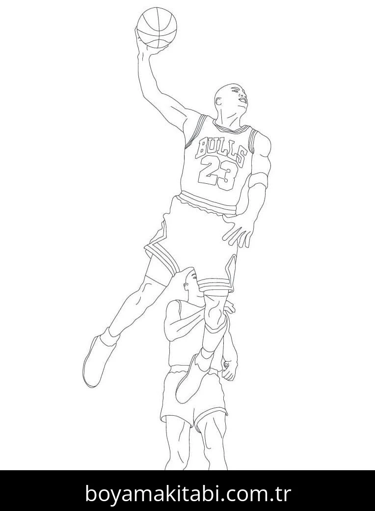Michael Jordan boyama sayfası – çocuk aktivitesi, PDF indir
