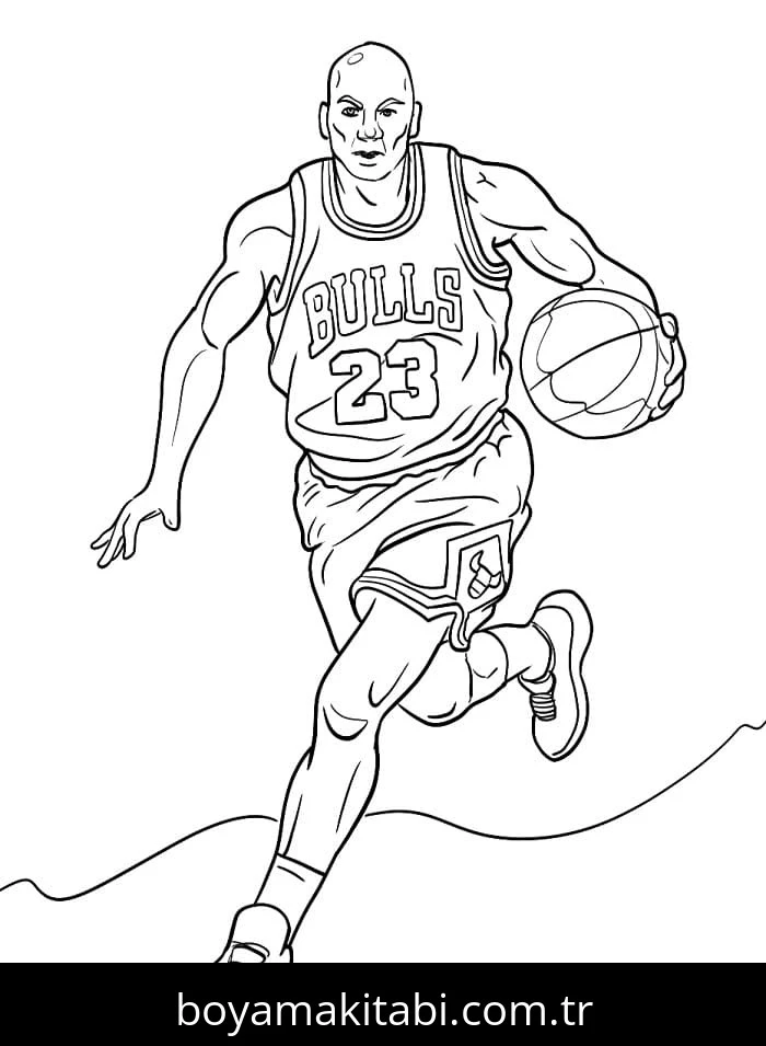 Michael Jordan boyama sayfası – basit çizim, kolay boyama