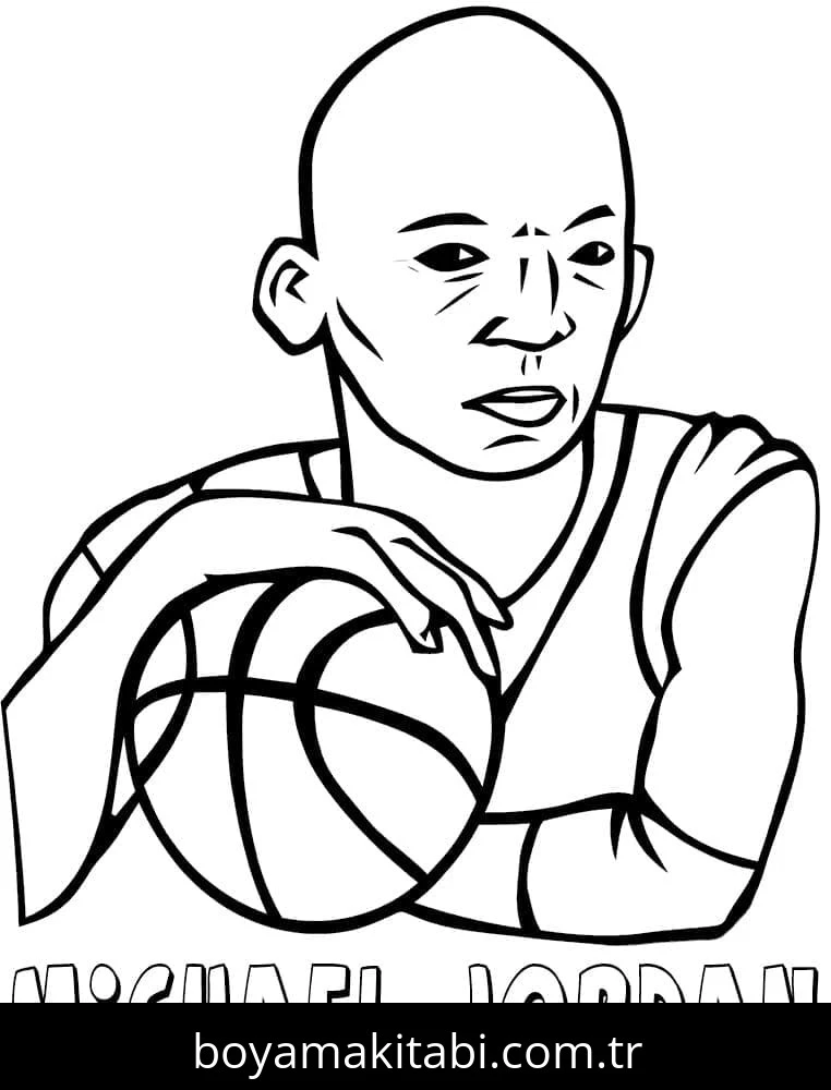 Michael Jordan boyama sayfası – kolay boyama, eğitici aktivite