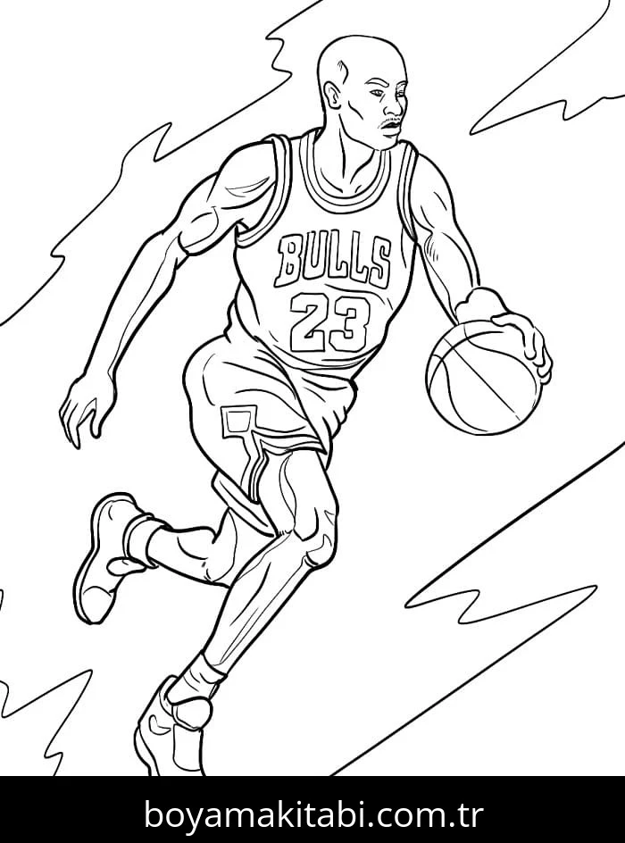 Michael Jordan boyama sayfası – çocuk aktivitesi, PDF indir