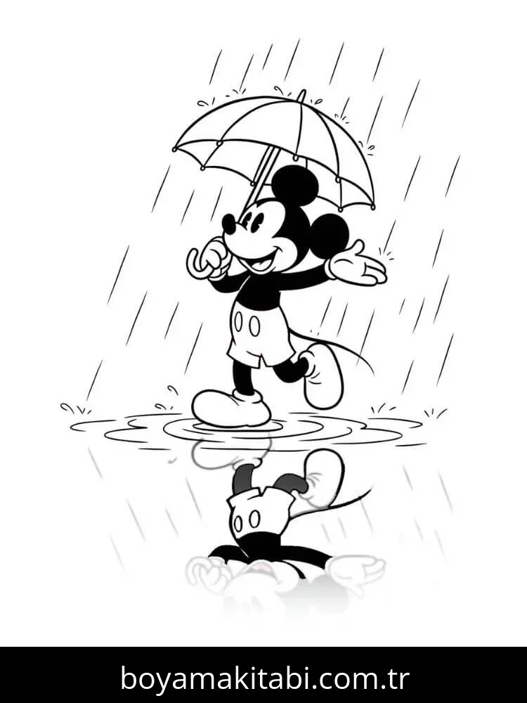 Mickey Mouse (Miki Fare) boyama sayfası – eğlenceli etkinlik, el becerilerini geliştirir