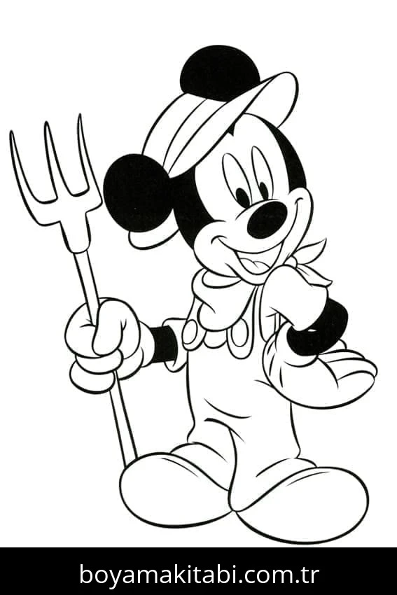 Mickey Mouse (Miki Fare) boyama sayfası – çizgi film temalı, basit çizim