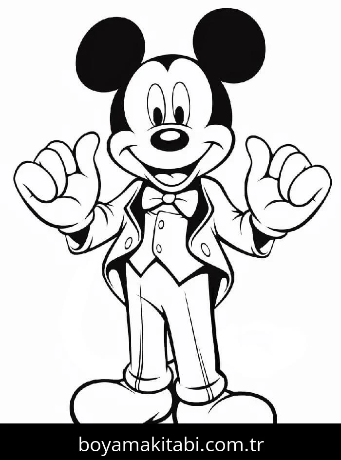 Mickey Mouse (Miki Fare) boyama sayfası – sanatsal çalışma, çocuklar için