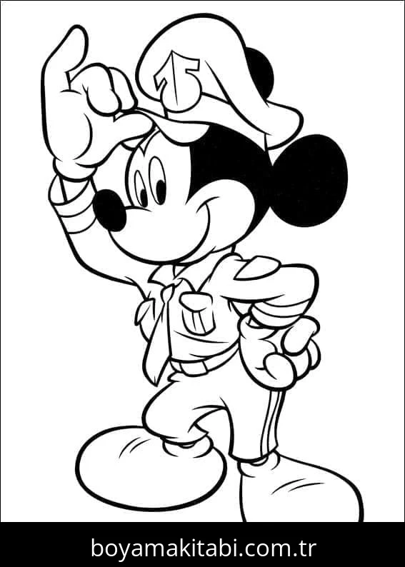 Mickey Mouse (Miki Fare) boyama sayfası – basit çizim, kolay boyama