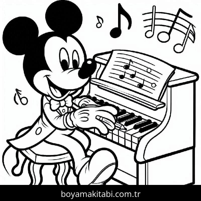 Mickey Mouse (Miki Fare) boyama sayfası – kolay boyama, eğitici aktivite