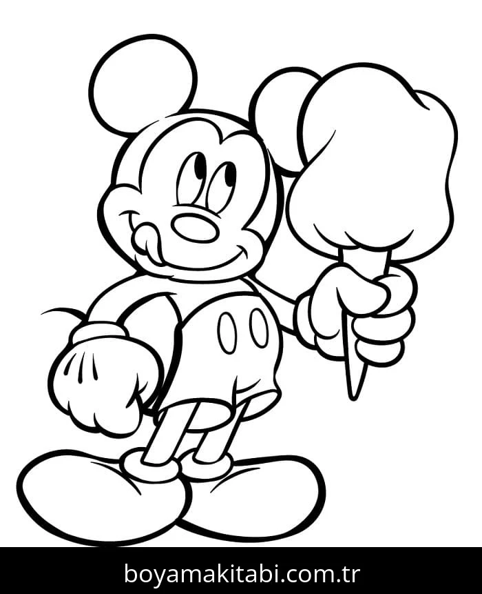 Mickey Mouse (Miki Fare) boyama sayfası – el becerilerini geliştirir, boyama çalışması
