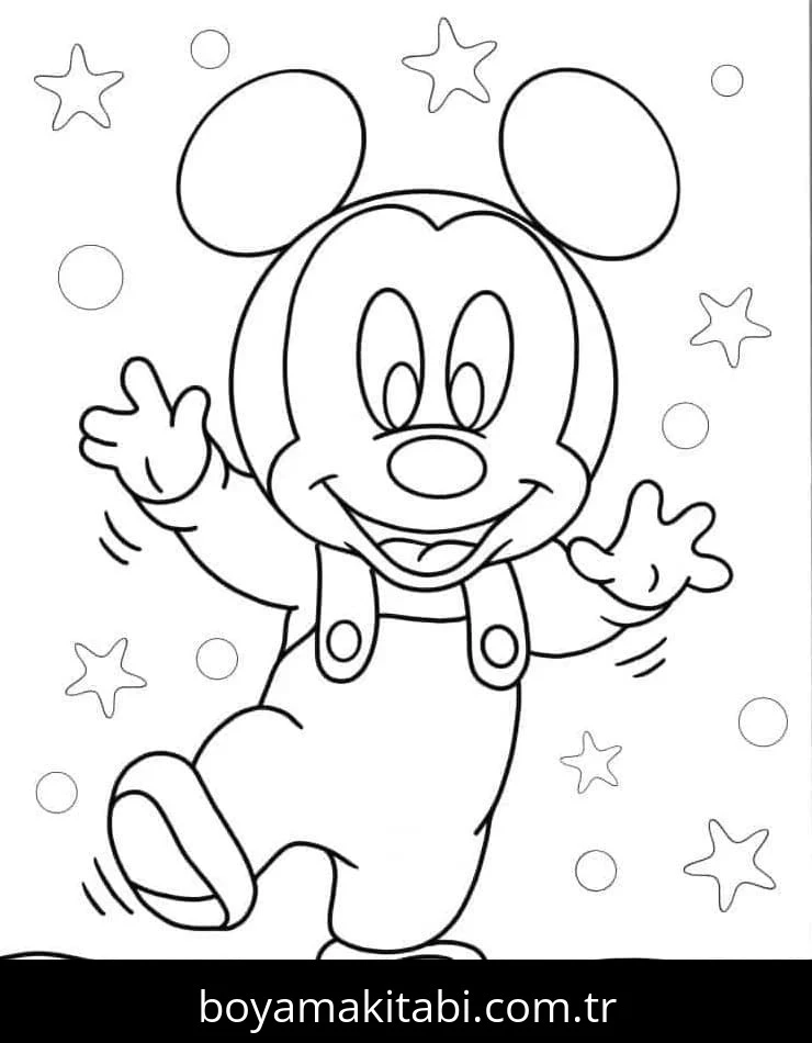 Mickey Mouse (Miki Fare) boyama sayfası – boyama çalışması, yaratıcılığı geliştirir