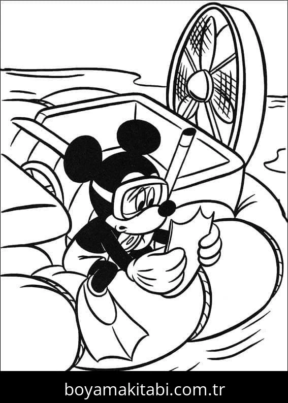 Mickey Mouse (Miki Fare) boyama sayfası – renkli çizimler, okul öncesi