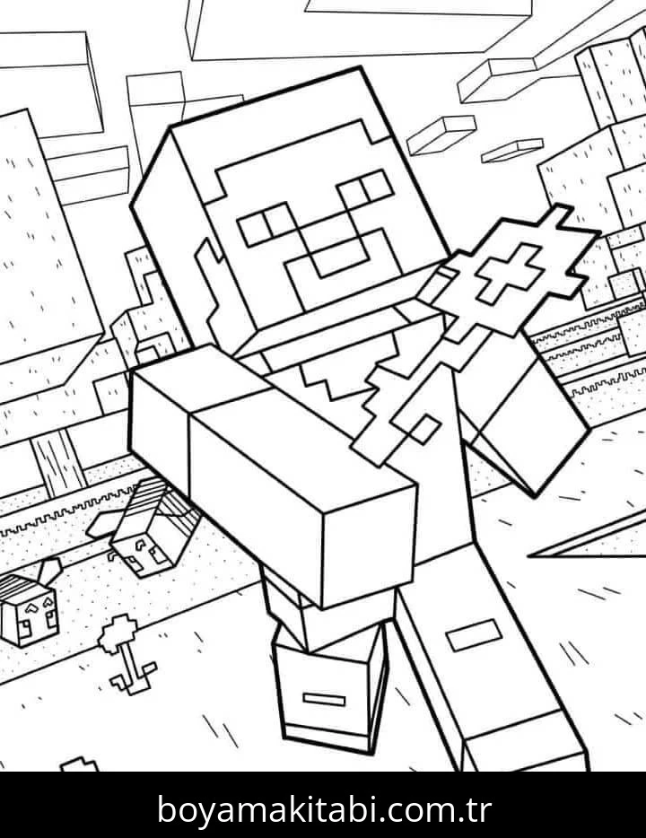 Minecraft boyama sayfası #301 – sanatsal çalışma, aile ile vakit geçirme
