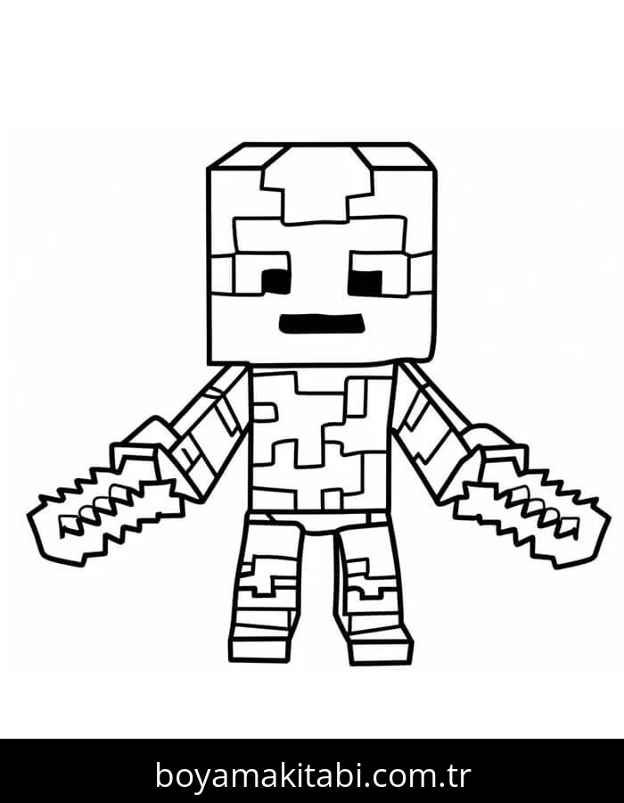 Minecraft boyama sayfası #313 – motor becerileri destekler, mürekkep tasarrufu sağlar