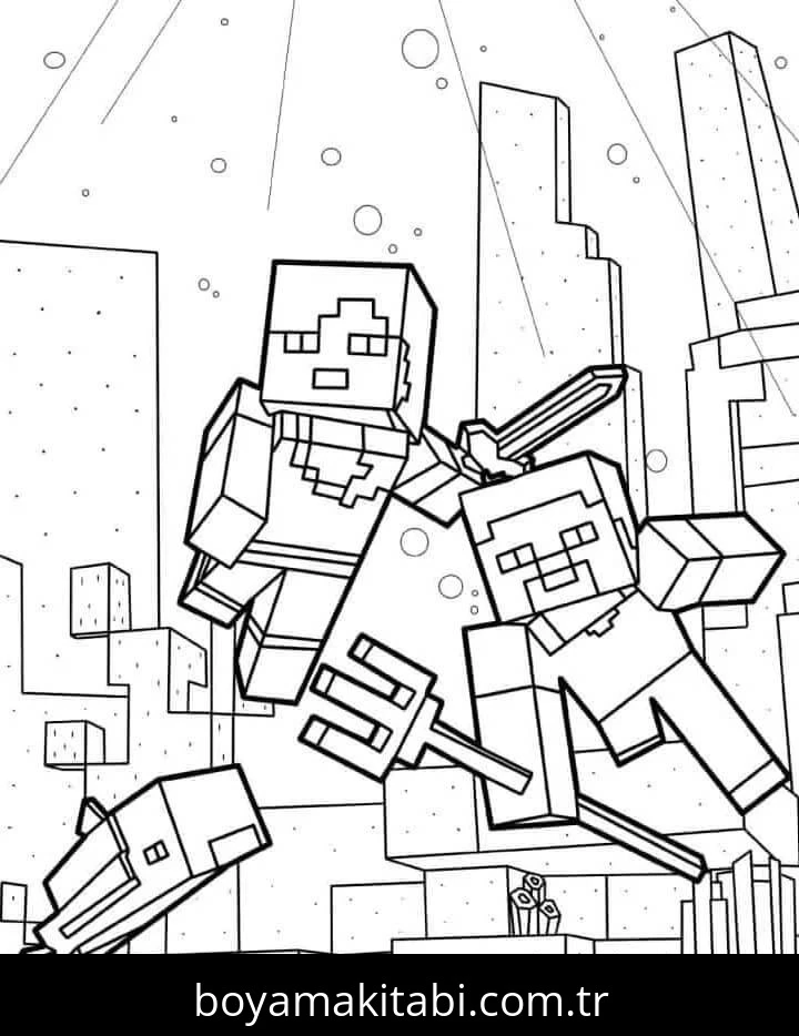 Minecraft boyama sayfası #329 – kolay boyama, eğitici aktivite