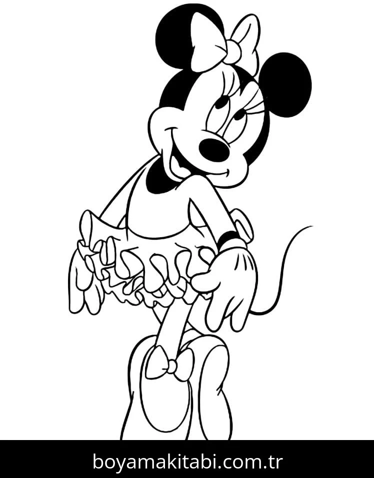 Minnie Mouse boyama sayfası #113 – çizgi film temalı, basit çizim