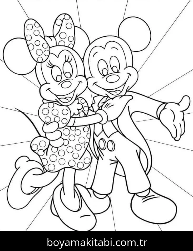 Minnie Mouse boyama sayfası #120 – basit çizim, yaz tatili etkinliği