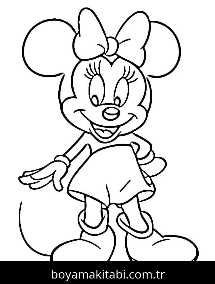 Minnie Mouse boyama sayfası #123 – renkli çizimler, dikkat ve odaklanma geliştirir