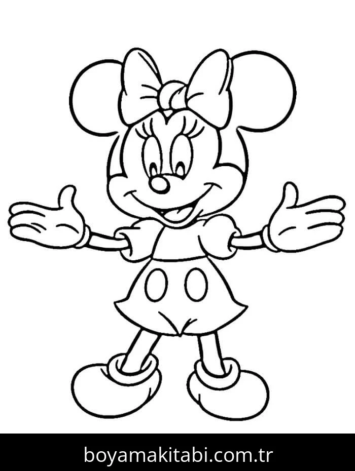 Minnie Mouse boyama sayfası #131 – motor becerileri destekler, mürekkep tasarrufu sağlar
