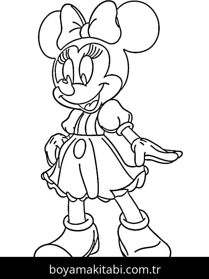 Minnie Mouse boyama sayfası #133 – renk bilgisini öğretir, günlük etkinlik önerisi