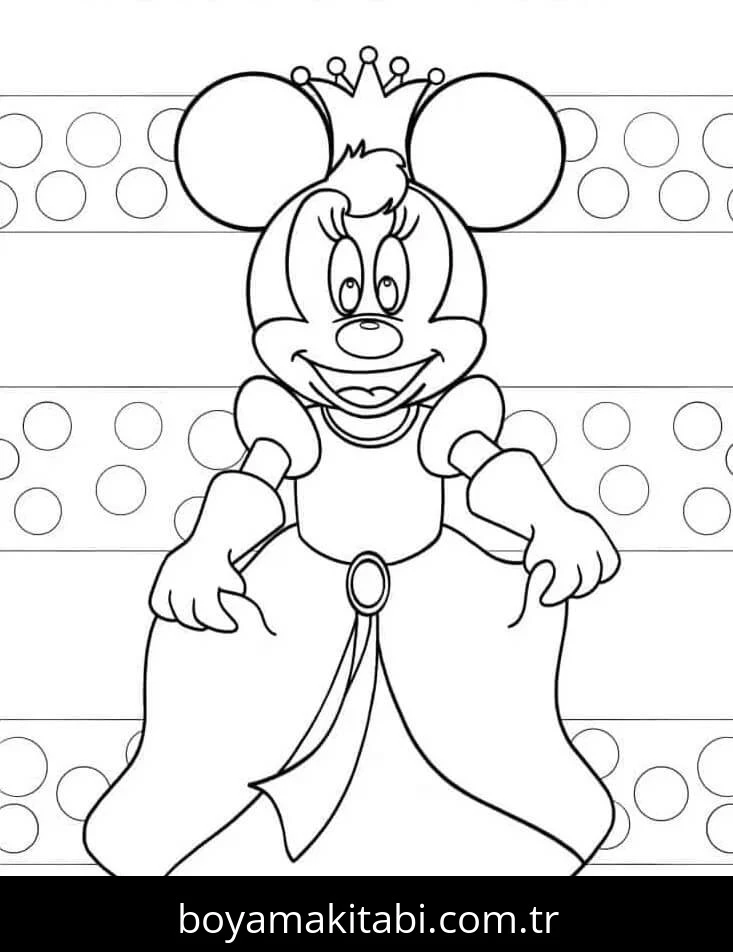 Minnie Mouse boyama sayfası – PDF indir, sevimli karakter