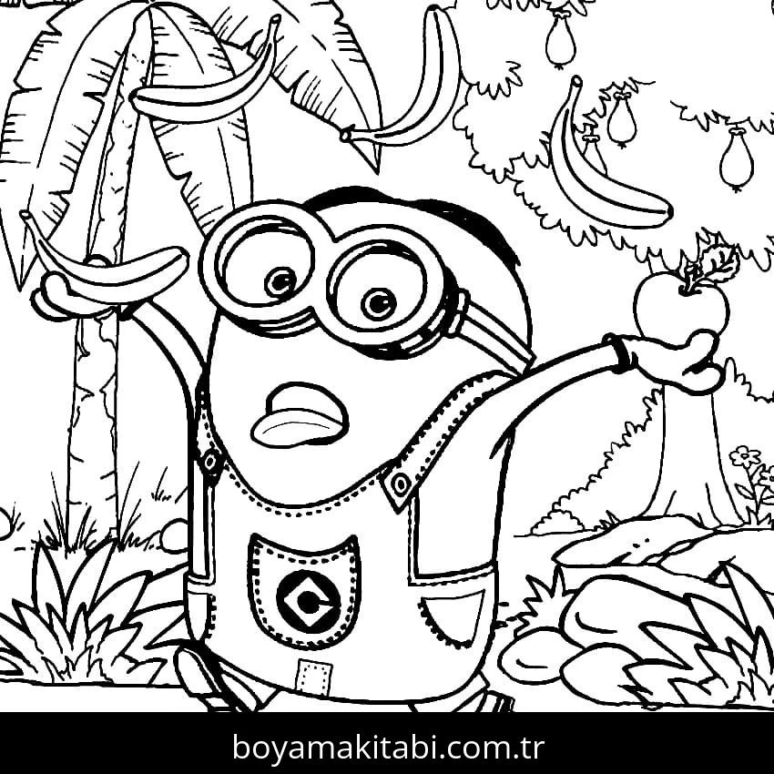 Minyonlar boyama sayfası #145 – kolay boyama, eğitici aktivite