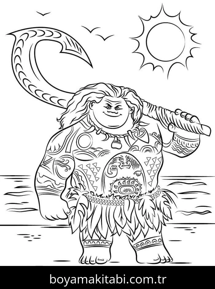 Moana boyama sayfası – okul öncesi, evde etkinlik