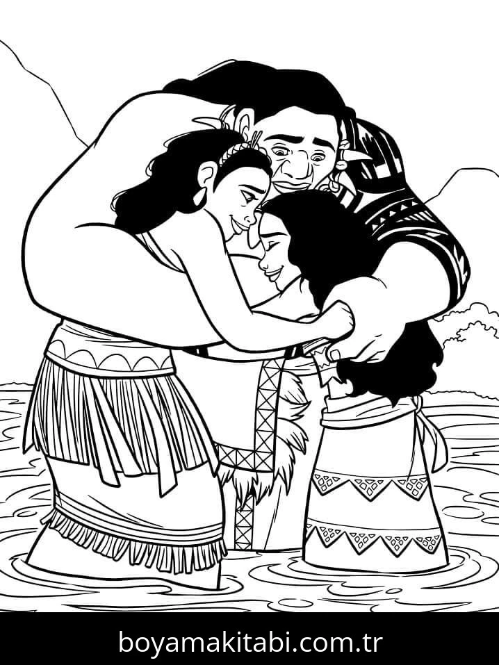Moana boyama sayfası – sevimli karakter, sanatsal çalışma
