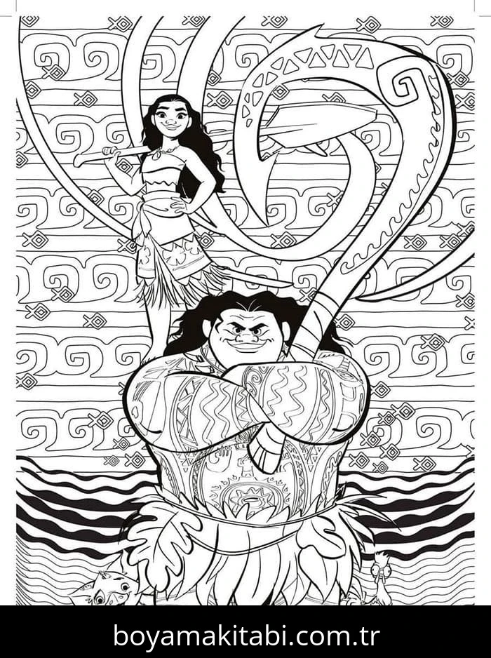 Moana boyama sayfası – keyifli zaman, renkli çizimler