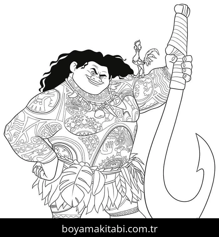 Moana boyama sayfası – sanatsal çalışma, çocuklar için