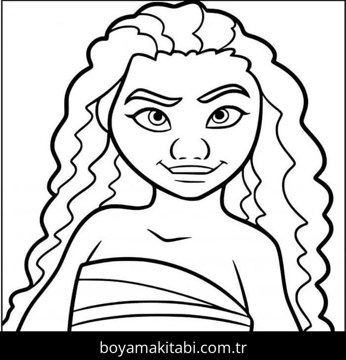 Moana boyama sayfası – kolay boyama, eğitici aktivite