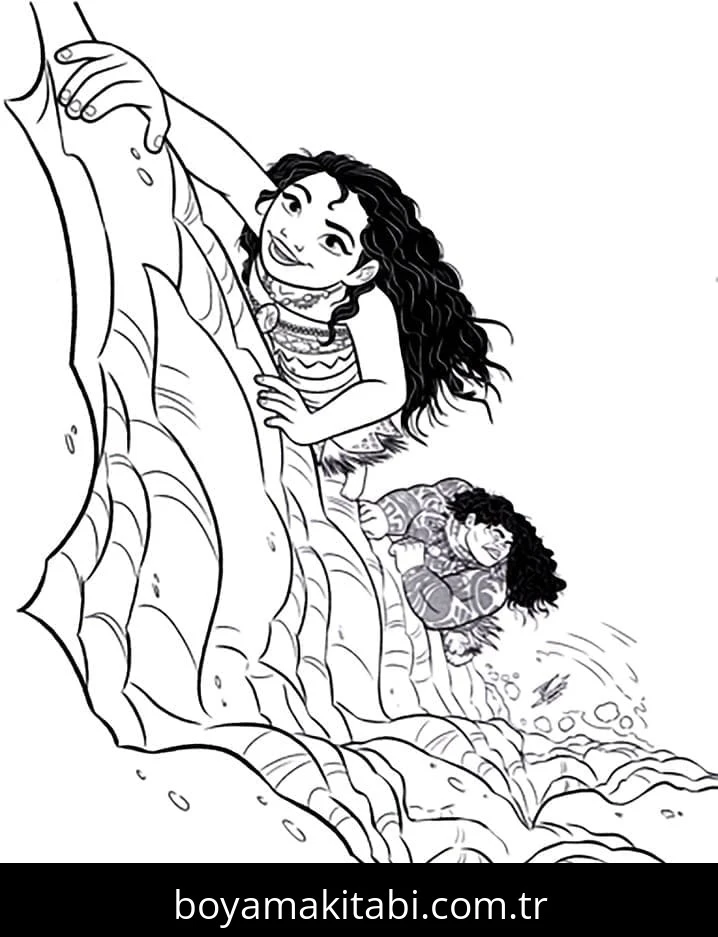 Moana boyama sayfası – sevimli karakter, sanatsal çalışma