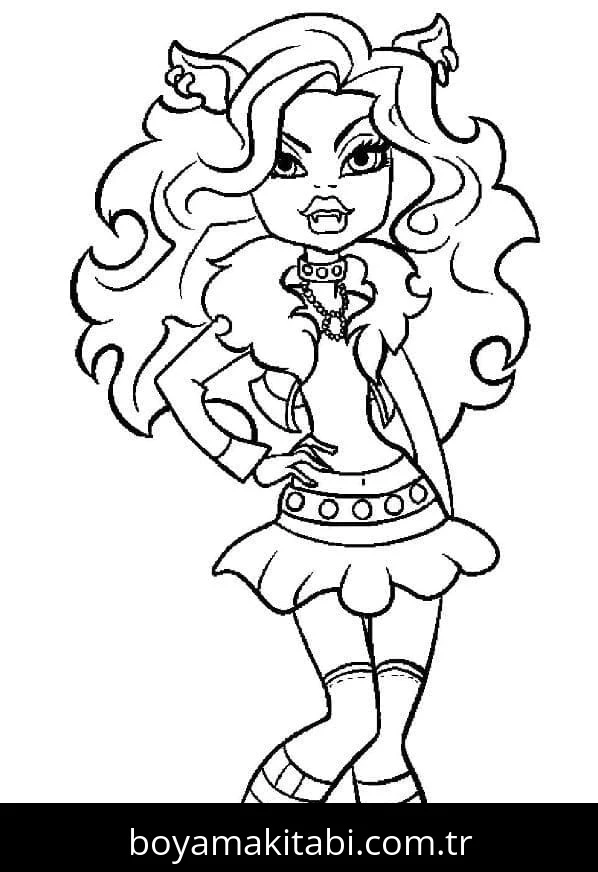 Monster High (Canavar High) boyama sayfası – basit çizim, kolay boyama