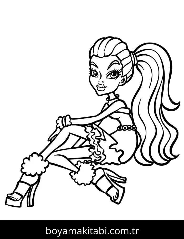 Monster High (Canavar High) boyama sayfası – sevimli karakter, sanatsal çalışma