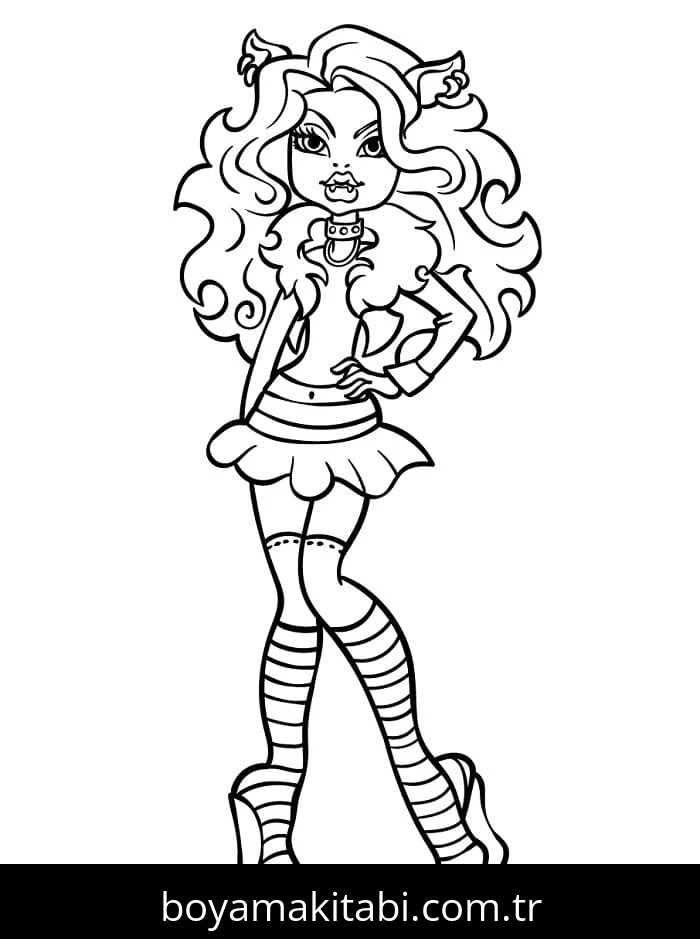Monster High (Canavar High) boyama sayfası – basit çizim, kolay boyama