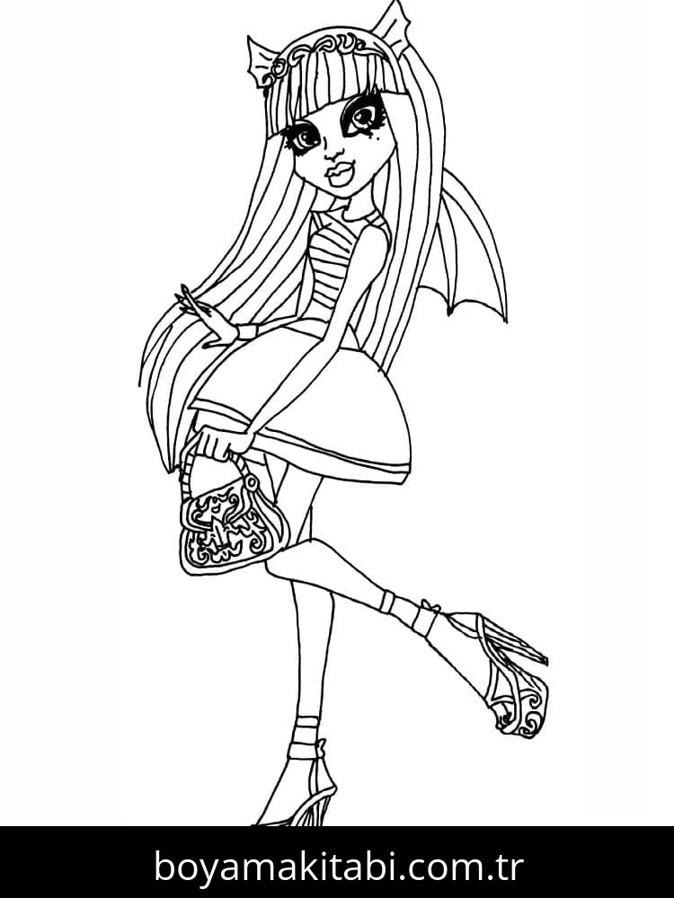 Monster High (Canavar High) boyama sayfası – el becerilerini geliştirir, boyama çalışması
