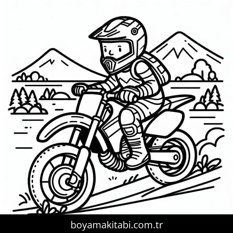 Motosiklet boyama sayfası #181 – yaratıcı sanat çalışması, eğlenceli etkinlik