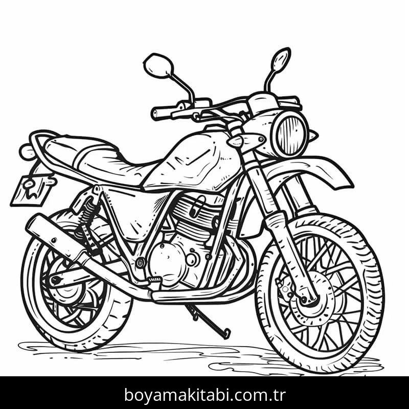 Motosiklet boyama sayfası #185 – PDF indir, sevimli karakter